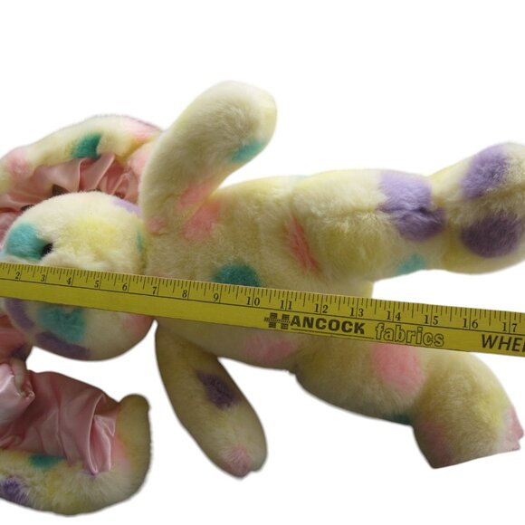 Commonwealth Easter Bunny Rabbit Yellow Plush Polka Dot Satin Ears Vintage 2001 - Picture 5 of 7